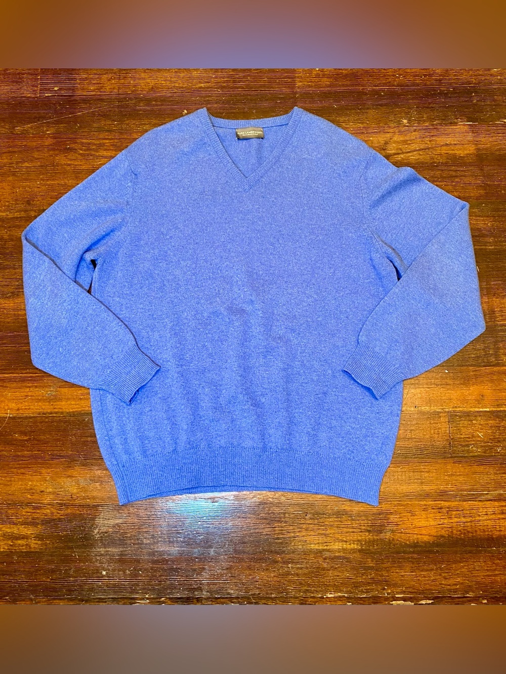 EUC Vintage Pure Lambswool Hawick Scotland V-Neck Sweater - Cornflower Blue